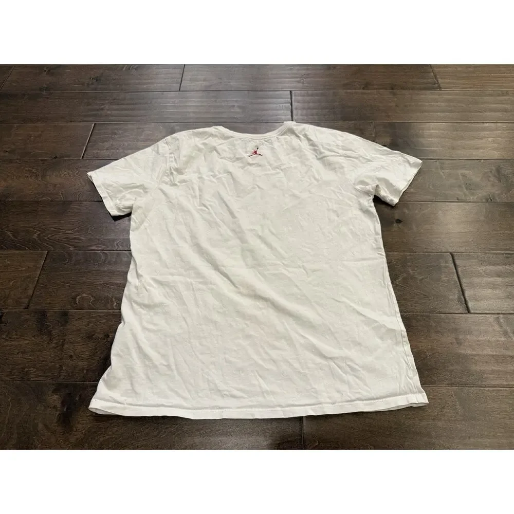 Air Jordan Mens White Air Jordan Basketball Logo Graphic Print T-Shirt Size L